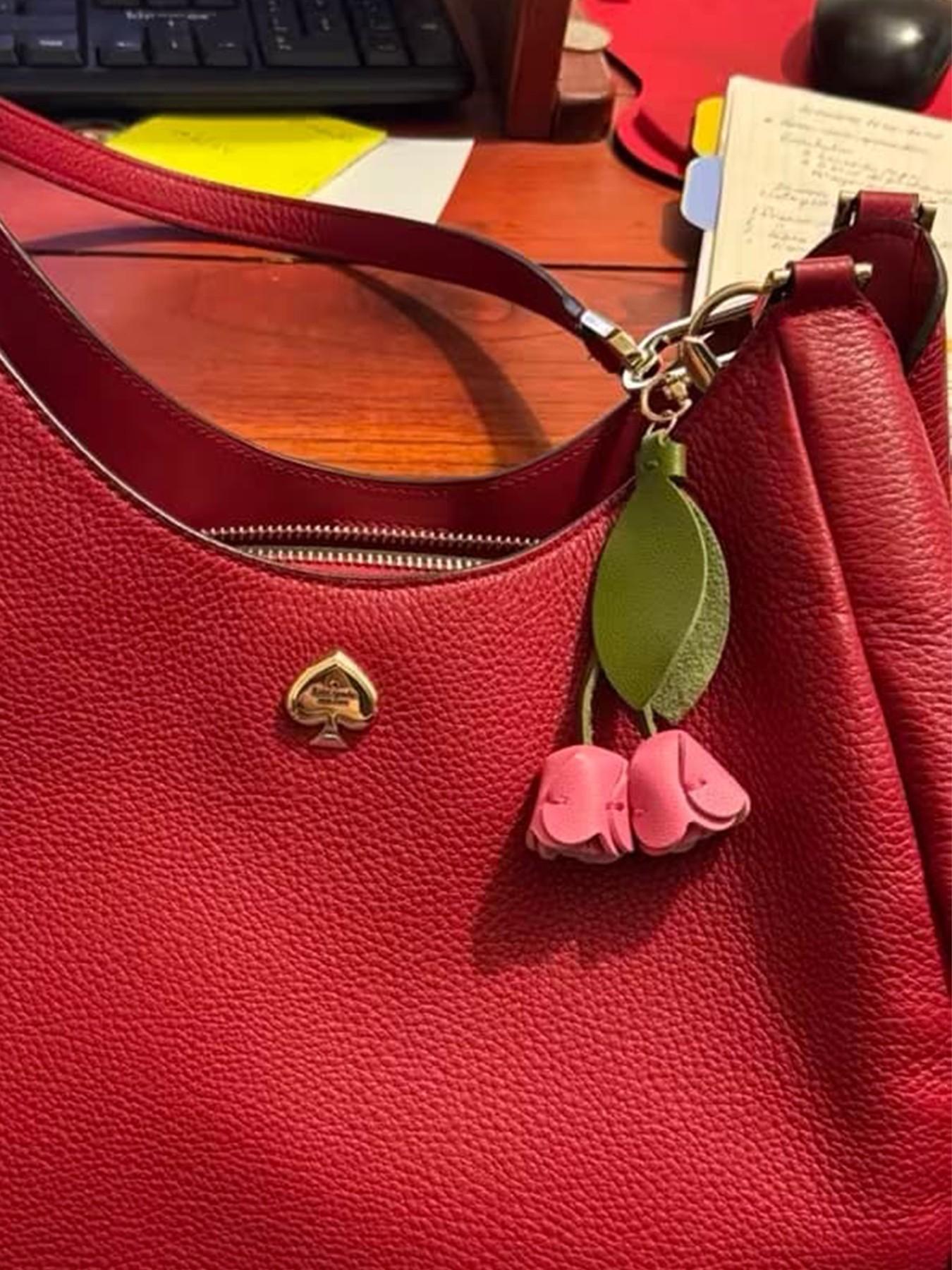 Sweet Creative Cute Colorful PU Leather Flower Tulip Keychain, Women's Key Ring, Bag Accessory, Holiday Gift, All Seasons