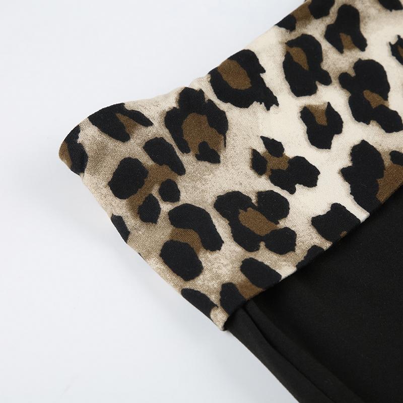 Women's Leopard Patchwork Print Flare Leg Pants, Casual Comfy Drop Waist Bell Bottom Trousers for Daily Wear, Women's Fall & Winter Bottoms, Casual Lounge Pant