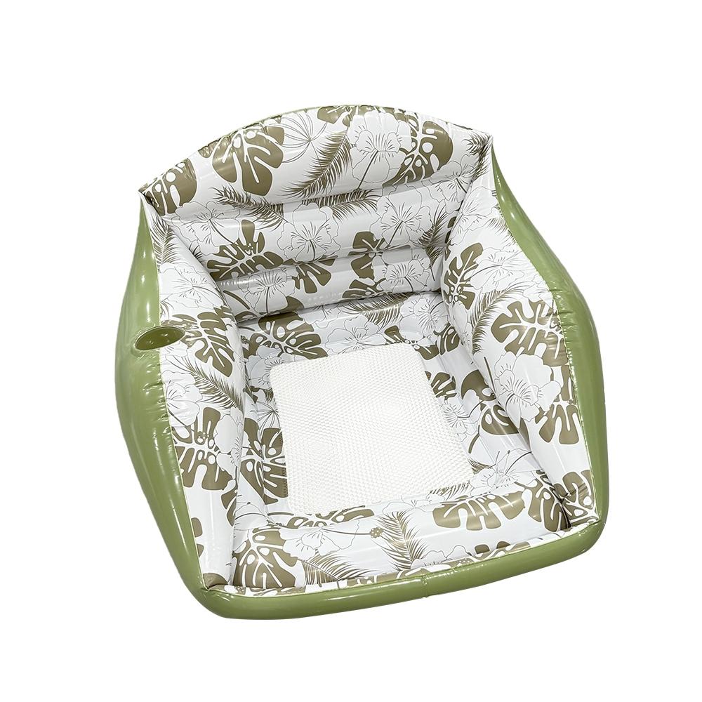 Tropical Adult Inflatable Water Sofa Float Pool with Cup Holder, Minimalist Design Pool Chair, 3-In-1 Inflatable Pool Toy, Outdoor Use