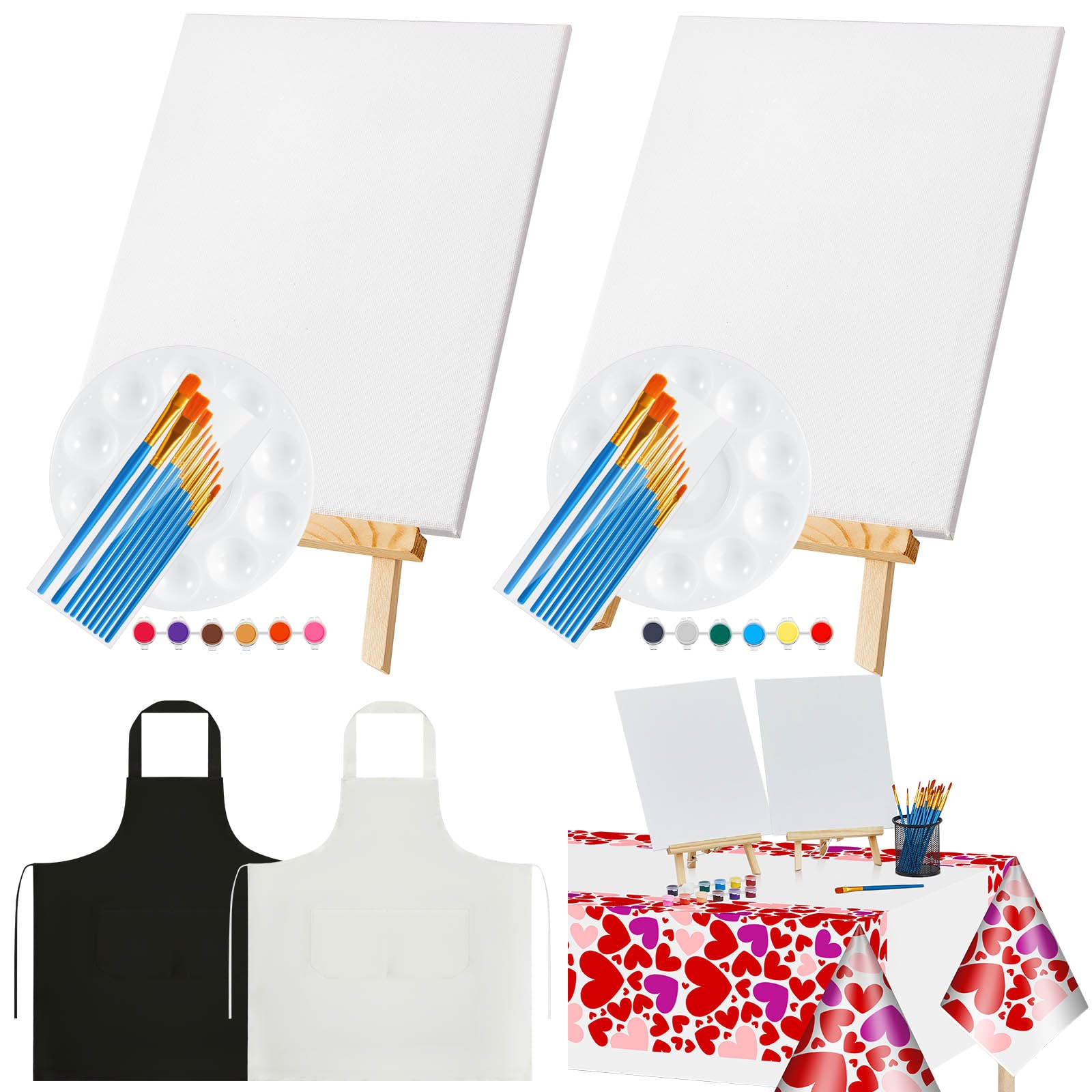 Christmas Gift Sip and Paint Kit 31 Pcs Art Painting Supplies Stretch Canvas Kit with  Canvas Painting with Blank Canvas Brushes Acrylic Easels Painting Supplies for DIY Painting Artwork, School Art Student Supplies, Back to School Gift