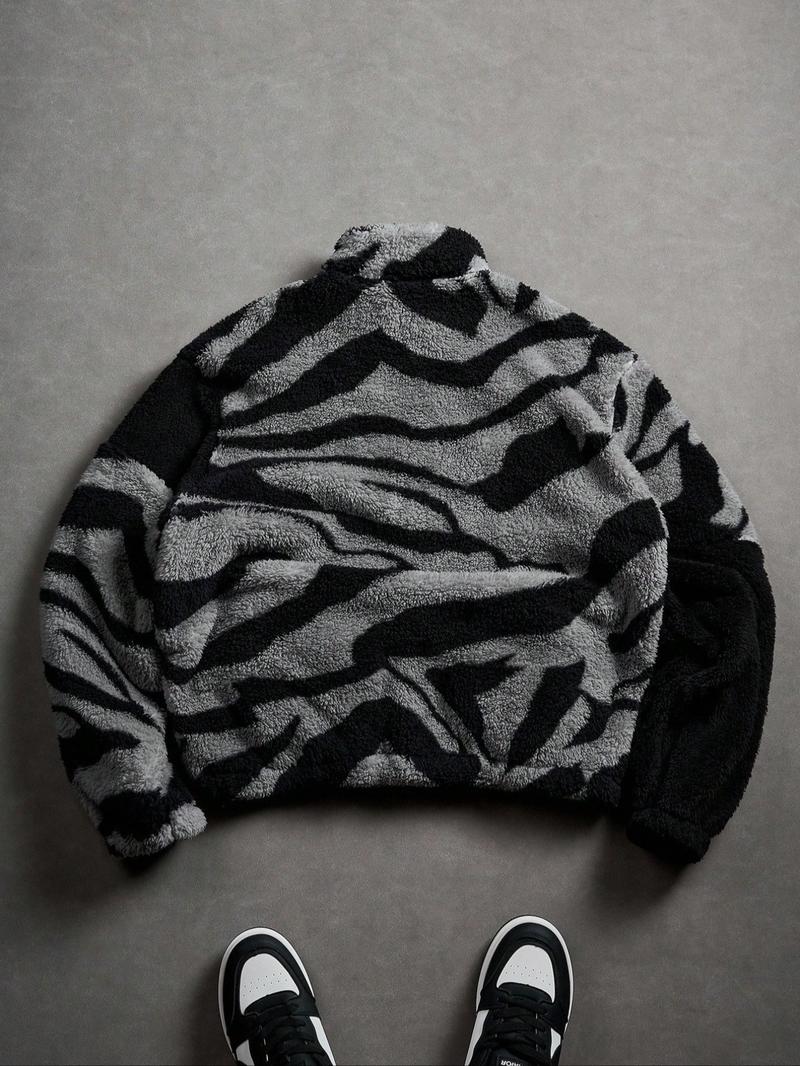 Unisex Y2K Style Gothic Runes Cross Pattern Streetwear Camo Colorblock Fall Winter Fleece Warm Jacket Coat, High Street Culture Gift,Couple outfits and trendy outfits