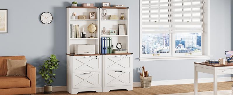 SEDETA 2 Drawer File Cabinet with Lock Wood Filing Cabinet with Adjustable Storage Shelf