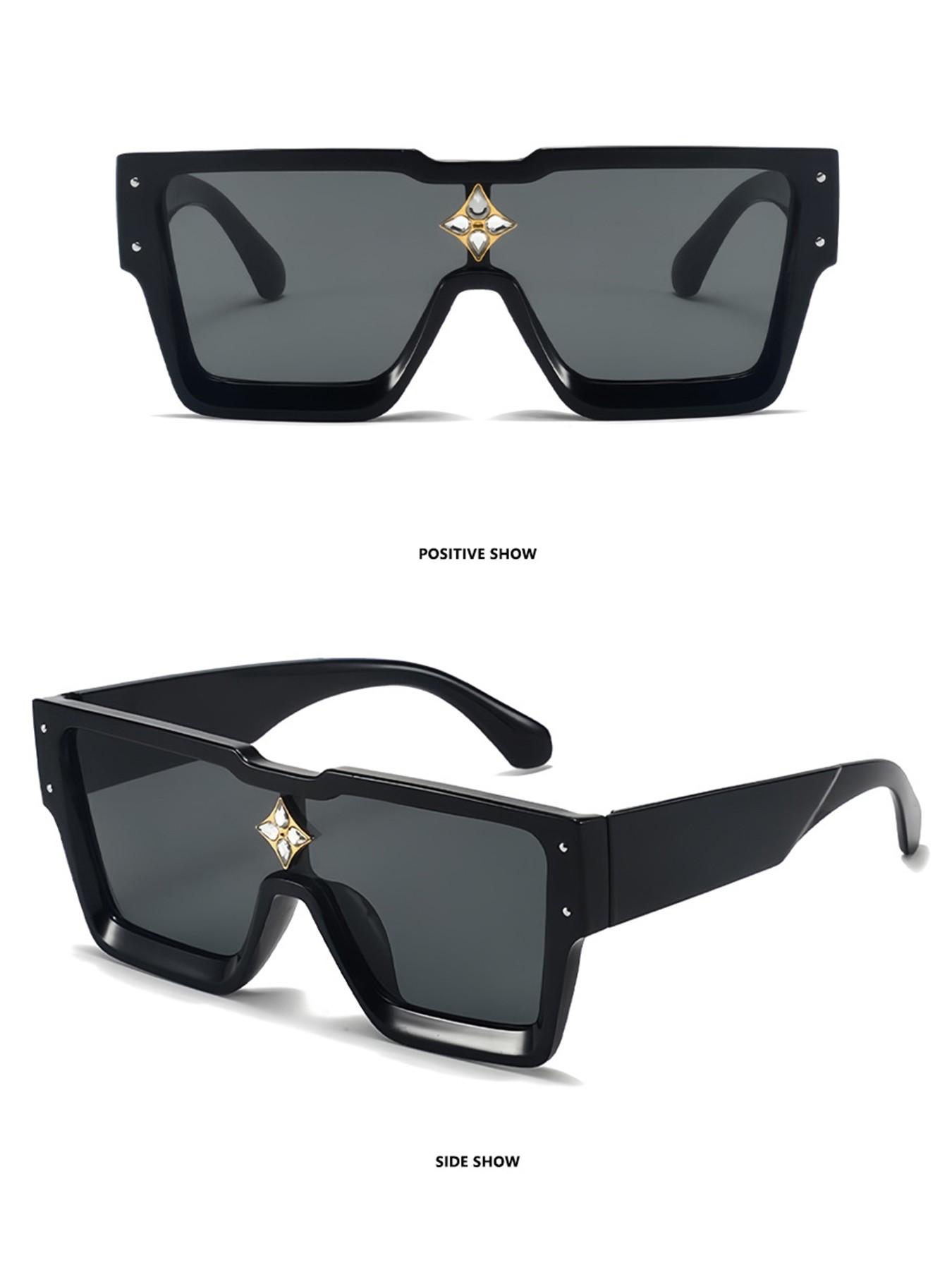 1 Piece Millionaire Square Large Frame Sunglasses, Fashionable And Personalized Diamond-Encrusted Sunglasses, Suitable For Holiday Gifts