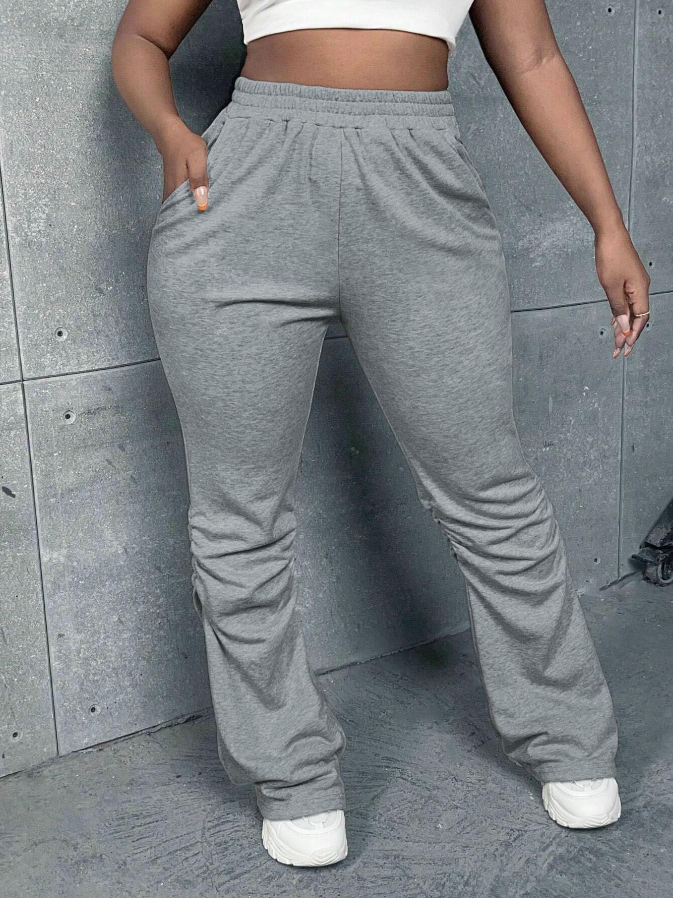 Letter Print Sporty Fitted Pants for Women, Casual Fashion Daily Wear, Street Style Comfortable Vacation Essential