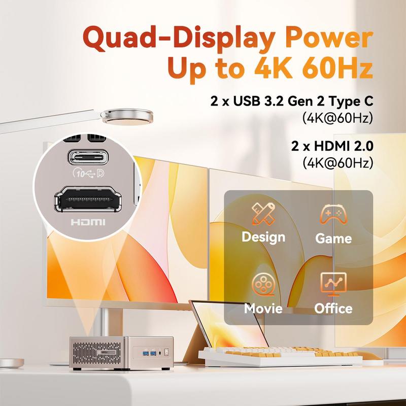 GEEKOM A5 Mini PC 2026 Ryzen 5 7430U, 16GB+512GB & 1TB, Windows 11 Pro, 4K Dual HDMI, WiFi 6, USB-C, Upgradeable HDD | Tiny Desktop for Study, Gaming, Office Student Computer chrismas gift