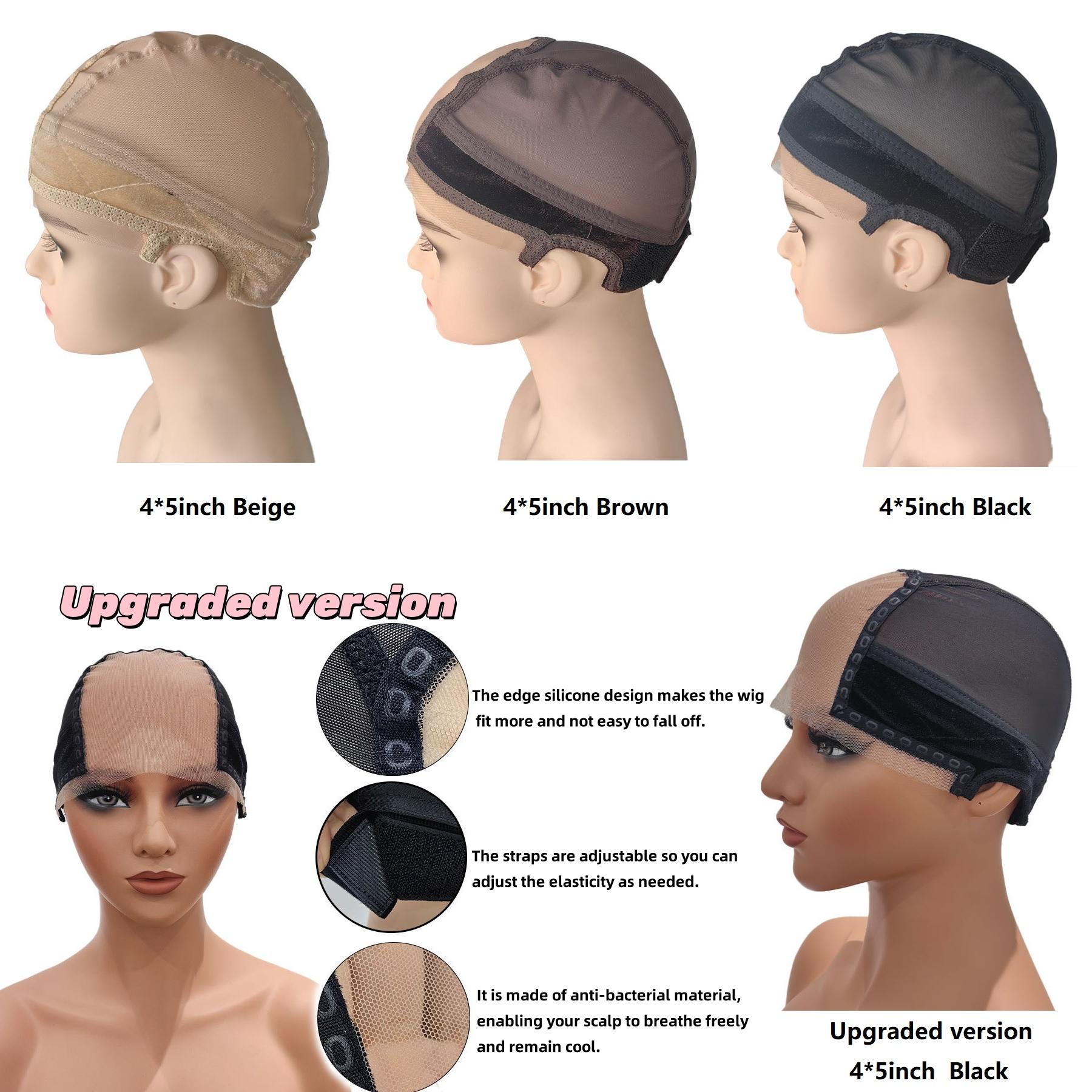 Wig Cap with Grip Band for Keeping Wigs in Place, 1-Count Adjustable Dome Mesh Cap with Exposed Ears, Non-Slip Cap to Wear Wigs Glueless, Hair Accessory