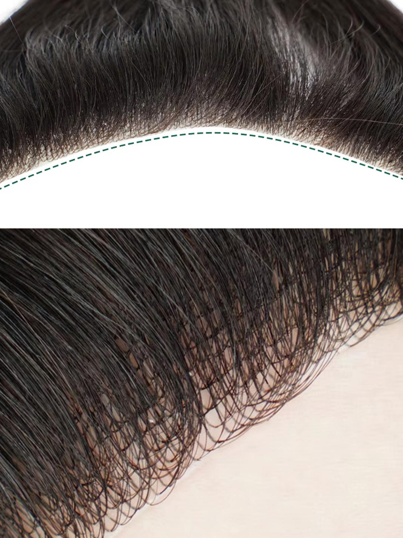 30.48cm Straight Human Hair Frontal Hairline Hairpiece for Men, Natural Invisible Hairline Patch, Lightweight & Comfortable, Easy to Wear Baldness Solution, Ideal Christmas Gift