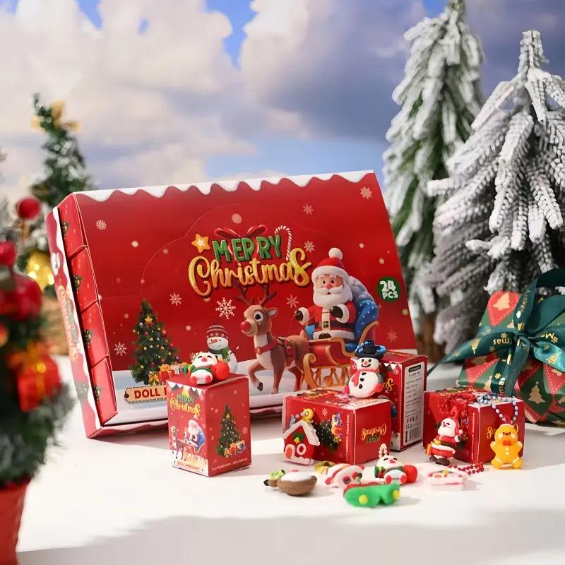 24Pcs Christmas Decorative God Blind Box Set, Cute Holiday DIY Backpack Charms and Handmade Accessories - Party Surprise| Colorful Character Design| Durable Plastic Keychain Pendant Mystery Box, Blindbags Surprise Set, Gift Box Set