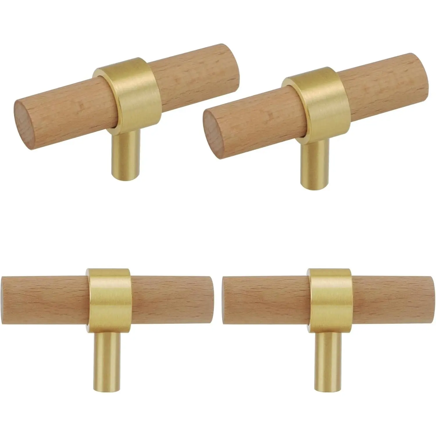 Adjustable Drawer Pulls   and Brass Cabinet Handles for Kitchen Cupboard Closet,4Set Boho  and  Dresser Knob Unfinished DIY Brushed Brass Base Single Hole 4Pack