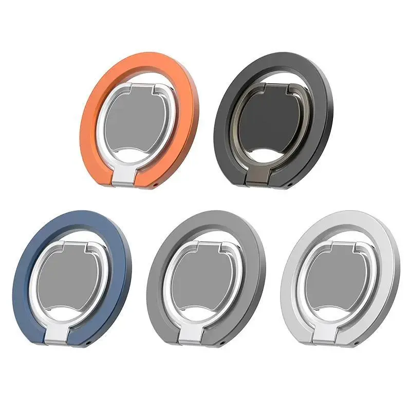 2-in-1 Magnetic Ring Holder 360° Rotatable Zinc Alloy Dual Strong Magnet Finger Grip Universal Phone Ring Stand Compatible with MagSafe All Smartphone Models Easy Install Secure Anti-Drop Grip