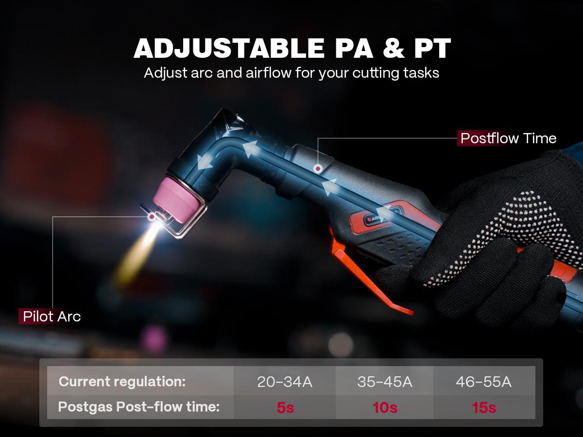 ARCCAPTAIN iControl CUT55 Prolux Plasma Cutter Machine, [APP Control] 55 Amp Non-Touch Pilot Arc, 120V/240V, Upgraded LED Display, Grid Cutting, Rust Removal, Air Pressure Detection for Home DIY,  Multiprocess Cutting Machinefor Dad and Men