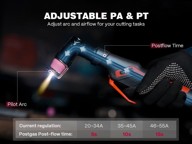 ARCCAPTAIN iControl CUT55 Prolux Plasma Cutter Machine, [APP Control] 55 Amp Non-Touch Pilot Arc, 120V/240V, Upgraded LED Display, Grid Cutting, Rust Removal, Air Pressure Detection for Home DIY,  Multiprocess Cutting Machinefor Dad and Men