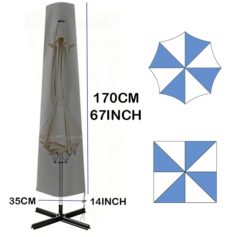 Outdoor Umbrella Cover, 210D Oxford Fabric, Rope Design, Durable, Suitable for Various Sizes, Decorative Storage Solution