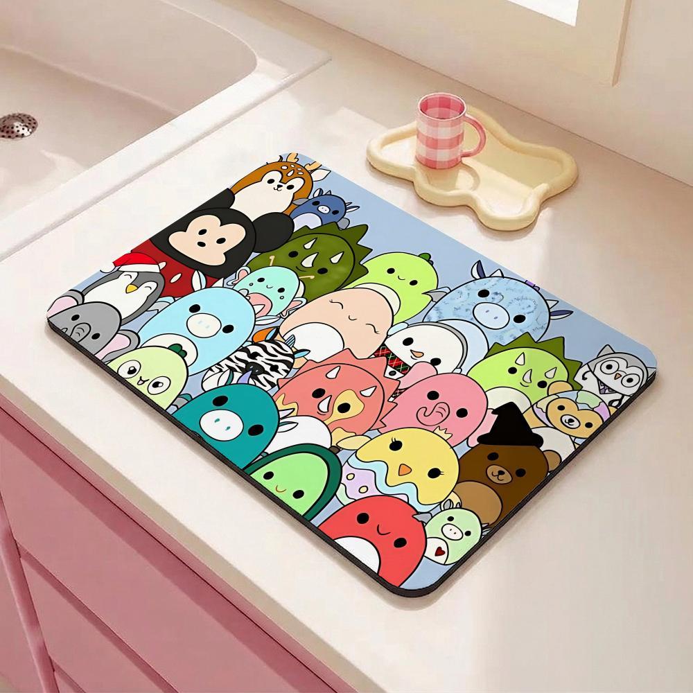 Squishy S-SsquishmallowsS Floor Mat Eco Friendly Diatomite Antibacterial Odor Resistant Floor Mat Super Absorbent Quick Drying Non Slip Washable Bath Rug for Kitchen Bathroom Shower Home Decor