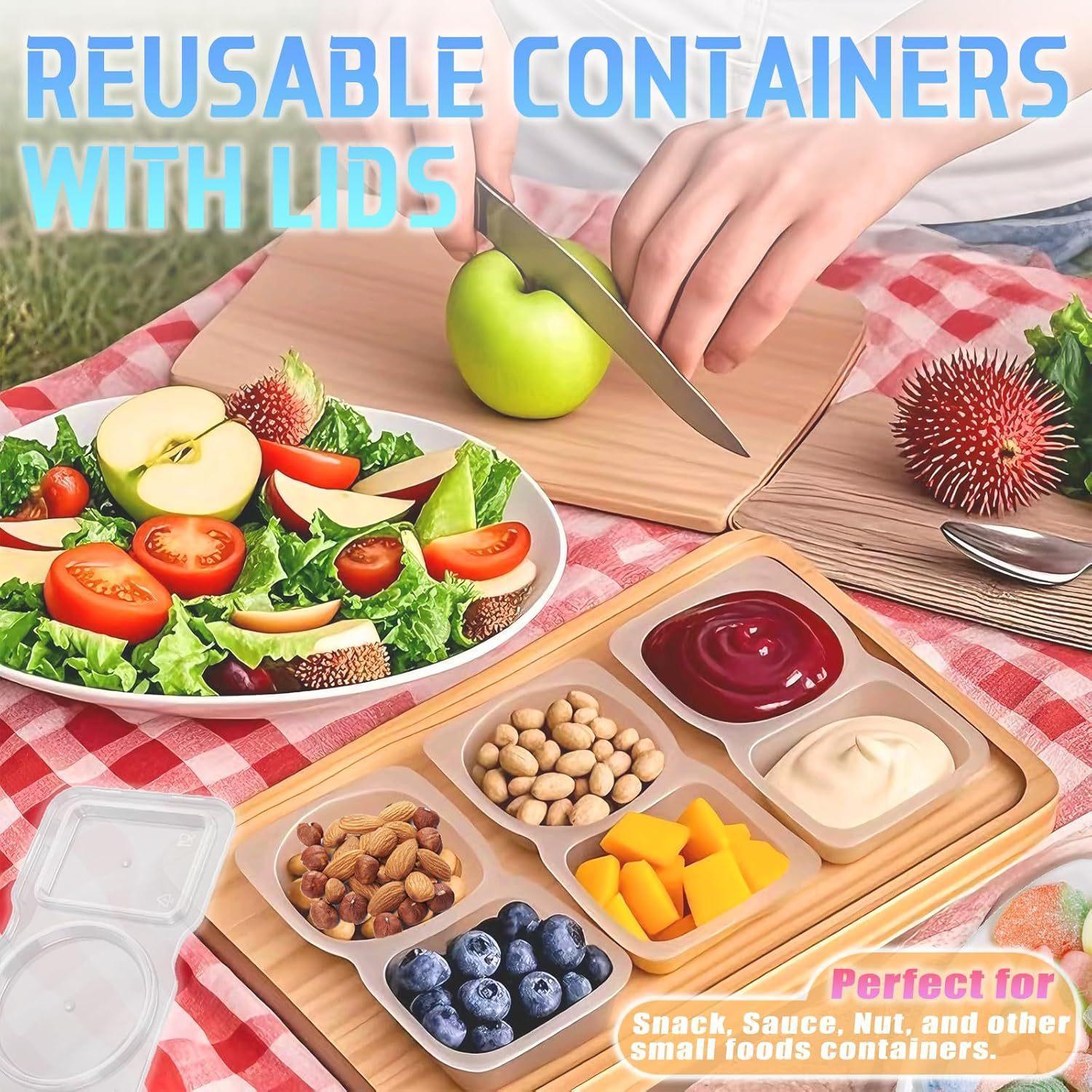 20PCS 40PCS Double Compartment Snack Containers Reusable Lids Snackle Box for Travel Camping Work Daily Use