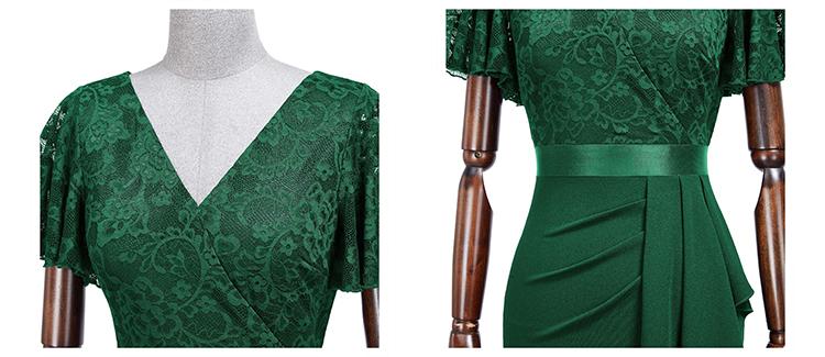 MIUSOL 84140A Women's Vneck Floral Lace V Neck Elegant Ruffle Shortsleeve Cocktail Party Slim Dress for Formal Wear Cocktail Party