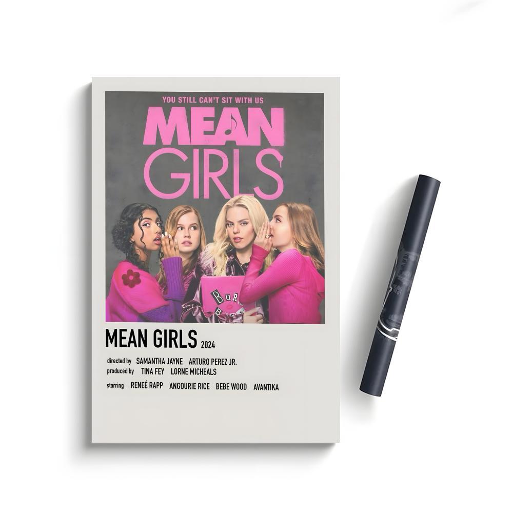 Mean Girls Movie Frameless DIY Sticky Poster Self-Adhesive Waterproof Art Sticker, Aesthetic Minimalist Wall Poster for Coffee Shop, Bar & Home Room Decor