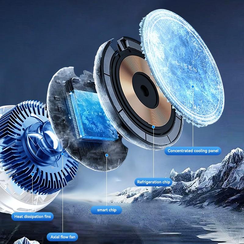 New Temperature Display Magnetic Semiconductor Phone Cooler, 2-In-1 Magnet + Back Clip Fast Cooling, Fits iPhone Samsung Huawei Oppo Vivo Android