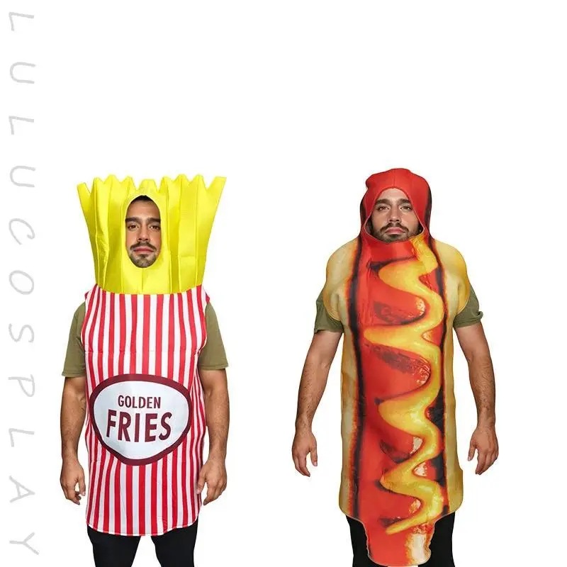 Adult Kids Sponge Suit Snack Fun Party Various Food Role-playing Costumes Funny Fancy Food Hamburger Hot Dogs Pizza and so on