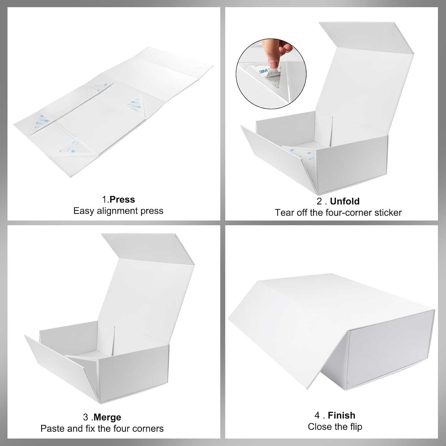 9.5x6x3 inches  Boxes with  Closure,White for Birthday and Holiday Gifts (WHITE, Pack of 1)