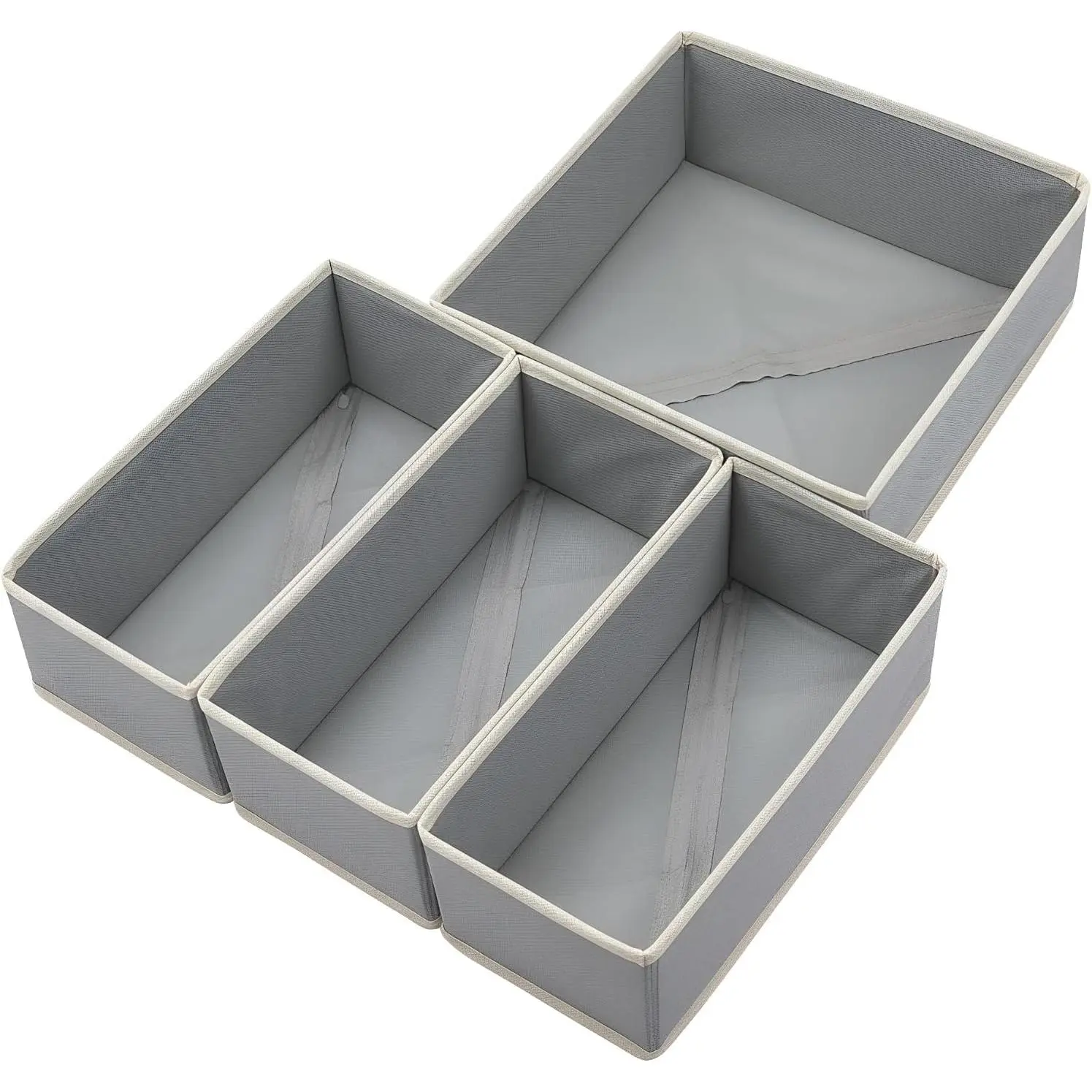 Drawer Organizer Set of 4 - Fabric Storage Bins for Clothes, Underwear, Socks & Bras - 11" Baby Dresser Dividers for Bedroom Closet