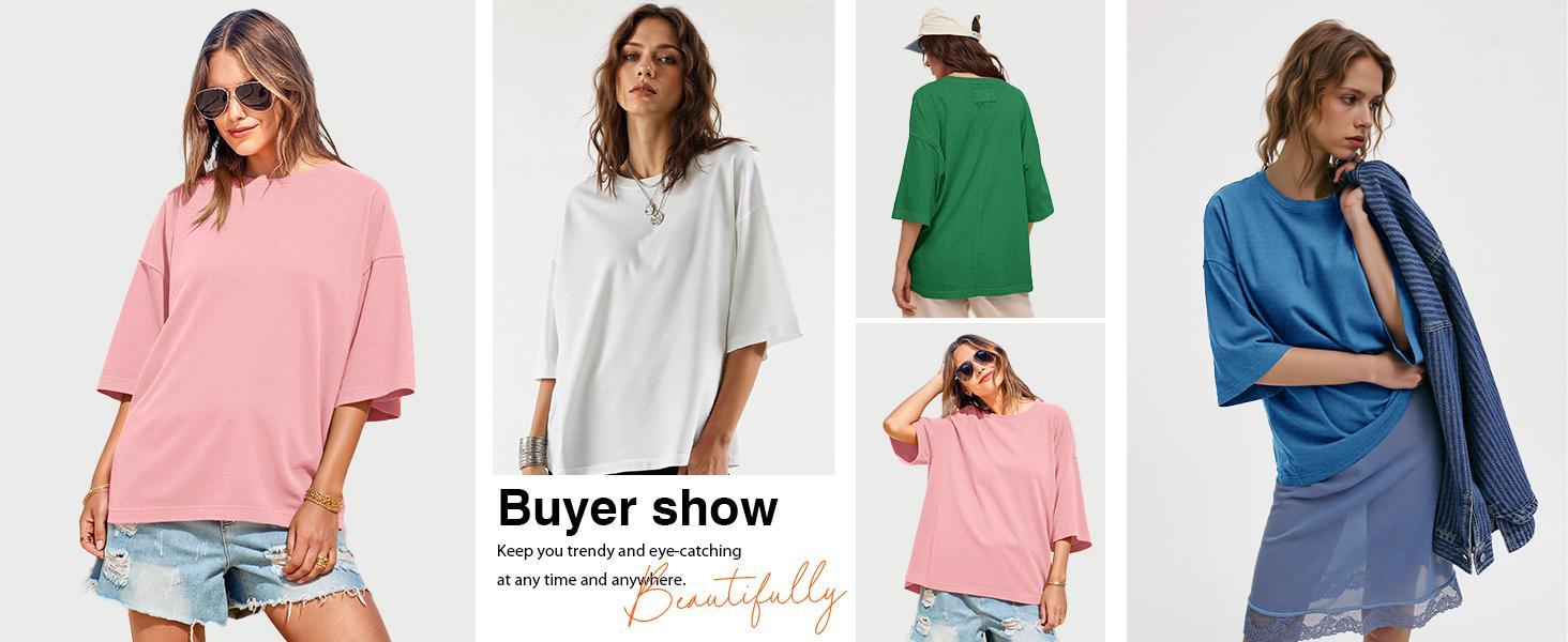 Imily Bela Womens 2026 New Oversized Half Sleeve T-Shirts Summer Casual Crew Neck Tunic Tops Loose Fit Boxy Basic Tees