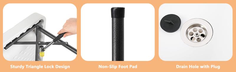 Fish Cleaning Table, Portable Folding Camping Table, 45" HDPE Outdoor Fish Cleaning Station with Sink, 360° Stainless Steel Faucet, Drainage Hose, Working platform for Camping, Food Handling