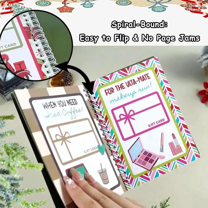1pc DIY Spiral-Bound Christmas Holiday Gift Card Album with Surprise Pages, Card Keeper, Christmas-Themed Gift Planner Notebook