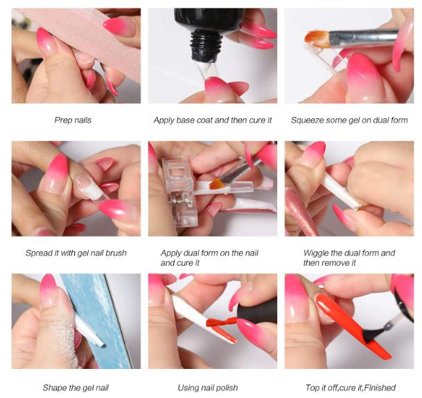 Dual Nail Forms Molds Cat Claw Dual Forms for Poly Nail Gel Duck Shape Nails for Dual Forms