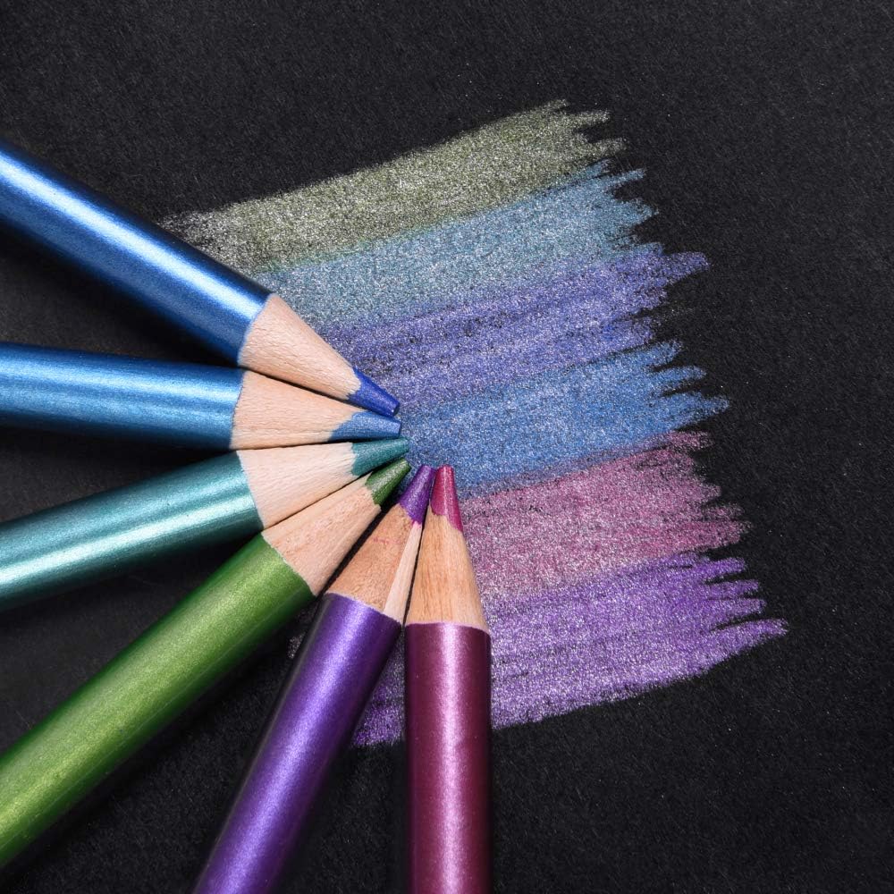 10 count Metallic Colored Pencils Set, Oil Based Drawing Pencils, Pre-sharpened Wooden Professional Sketch Pencil Art Supplies for Adults, Coloring Books, No Duplicates