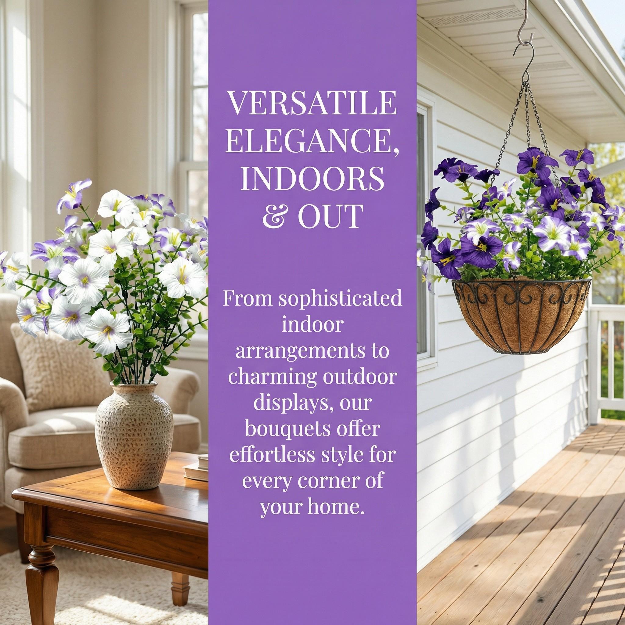 5 Counts Eucalyptus Bellflower Bouquet, UV Resistant No Water Care, Ideal for Floral Enthusiasts, Lawn Decor, Holiday Home Decoration