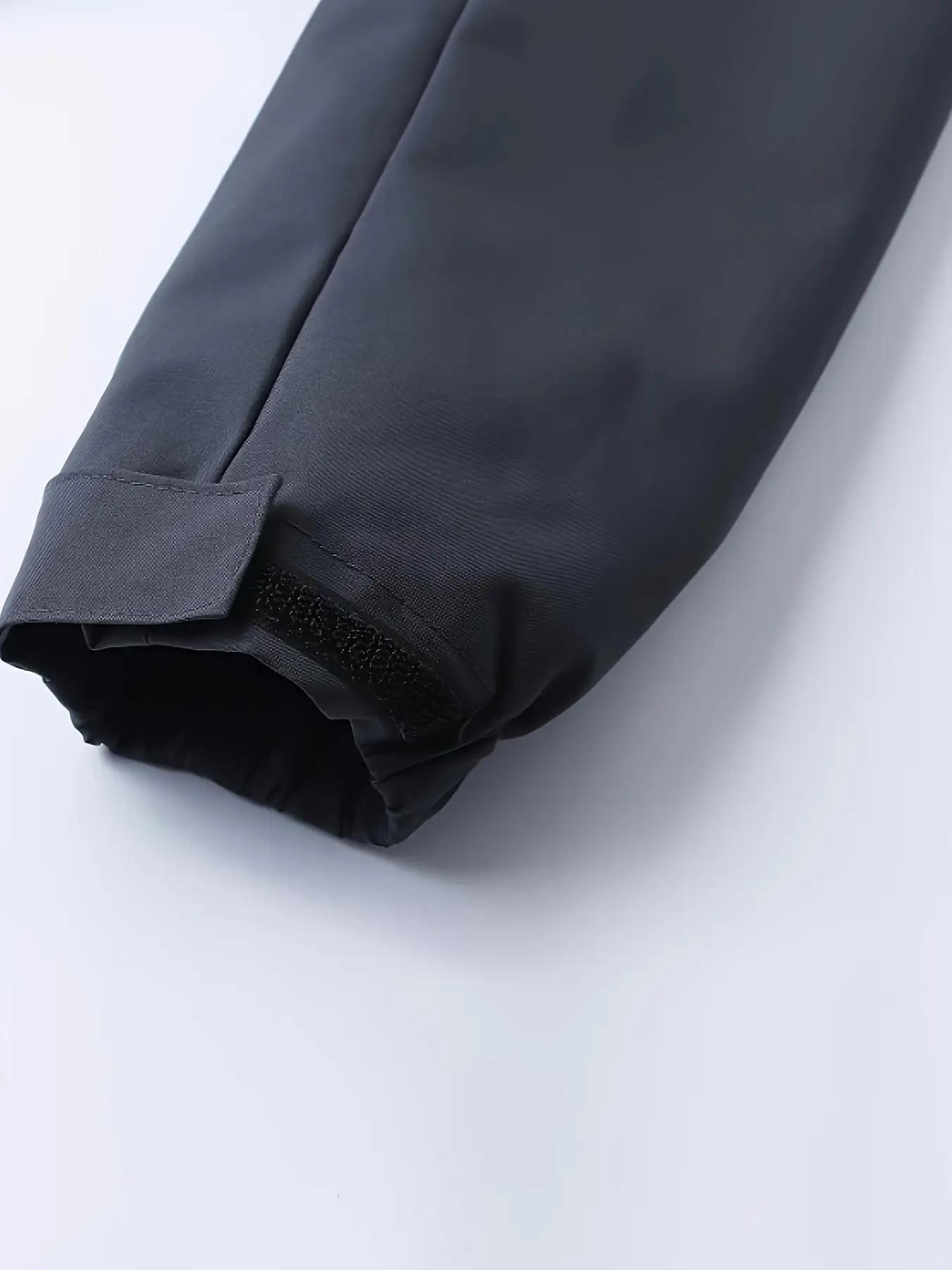 Men's Lightweight Polyester Fashion Hooded Jacket, Gap Print Design with Full and Half Zipper, Casual Outerwear for Spring & Fall