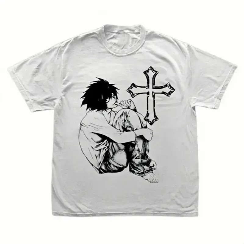 Anime Vintage Graphic Tee, L Lawliet Tee, Death Note Shirt, Manga Anime Shirt, Unisex T-Shirt, Anime Clothing Top Menswear Womenswear Streetwear.