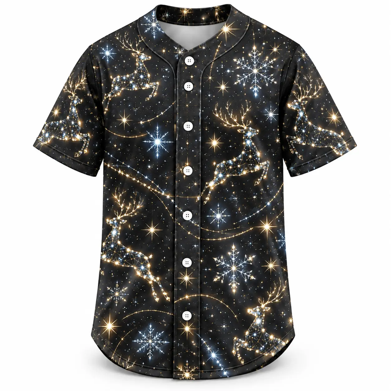 Christmas Baseball Jersey, Short Sleeve Button Front Holiday Graphic Shirt, Vintage Red Truck, Nutcracker, Reindeer Constellation, Pinecone and Mistletoe Prints, Festive Winter Casual Top for Christmas Parties, Family Gatherings and Holiday Gift Ideas