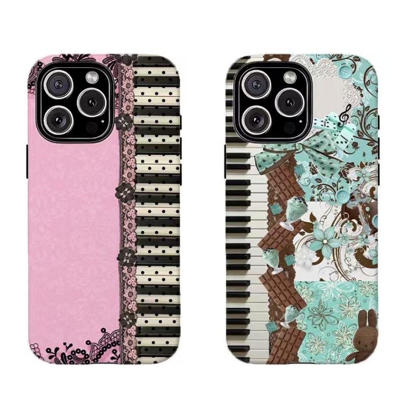 Pink Victorian Piano Phone Case | Lolita Core Design,Compatible for iPhone 16 15 14 13 12 11 17Pro Max,for Samsung S25 S24 S23 S22 Ultra,Durable Dual-Layer design phone cover,Perfect Gift for Her
