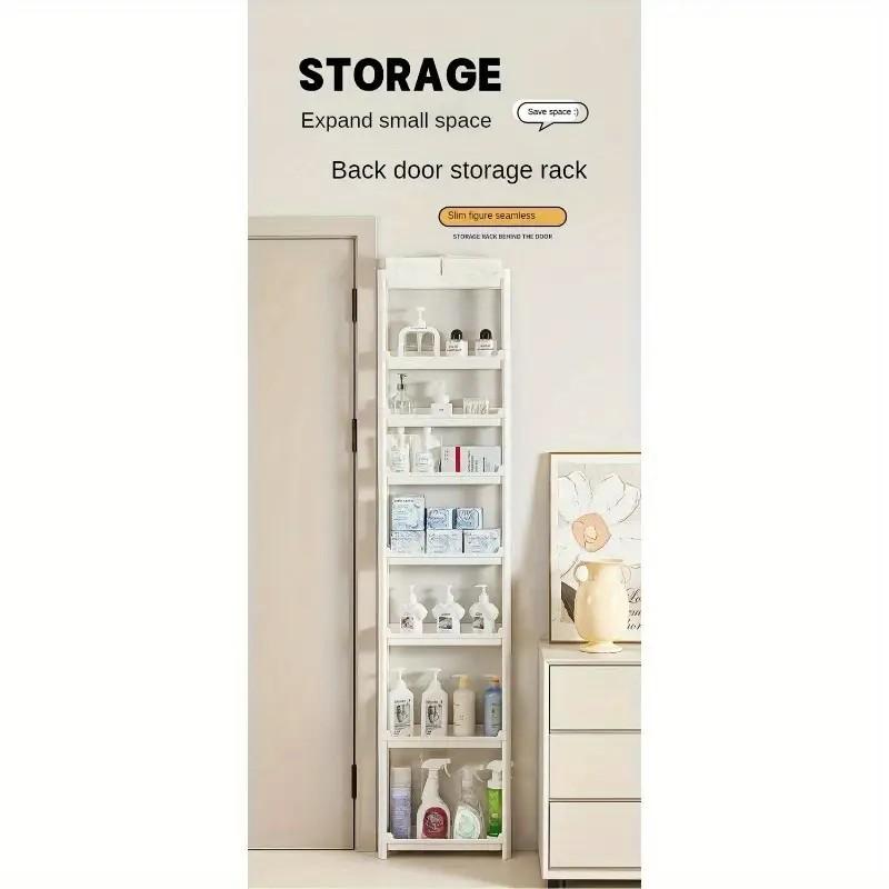 ULTRA-THIN Behind Door Storage Rack - 8-Tier Space Saver for Bathroom & Kitchen! No Drilling, Fits Narrow Gaps, Plastic  (Small Space Essential!) Organiser shoe rack organizer shoe rack organizer