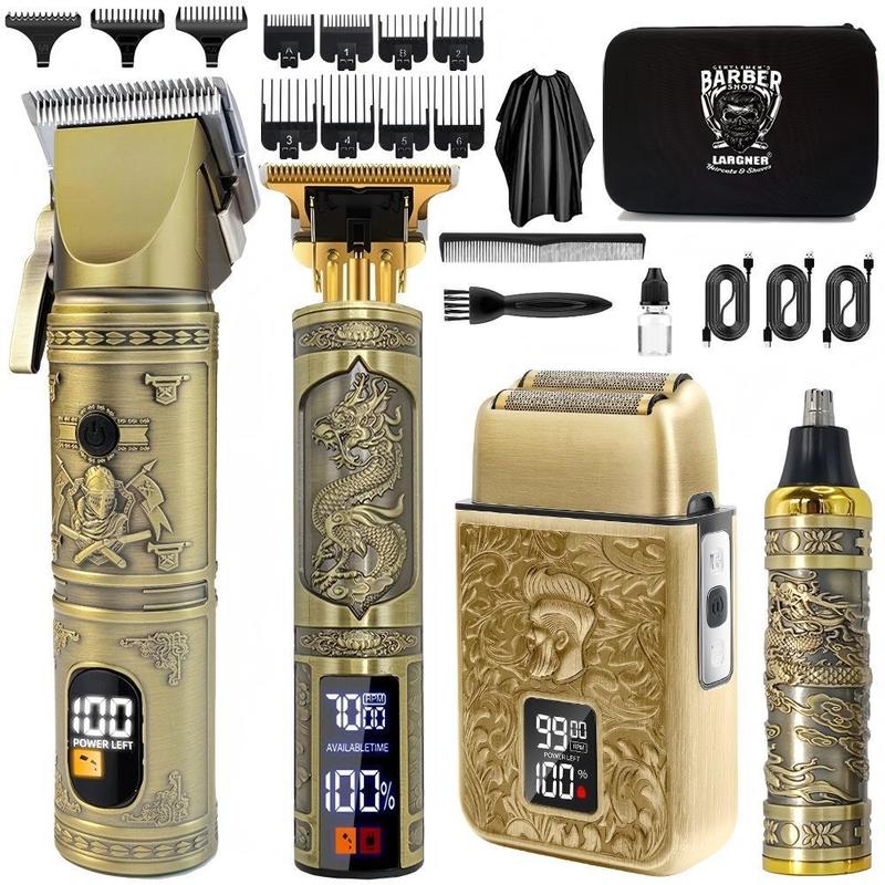 Professional Hair Clipper Kit, 1 Set Electric Hair Trimmer with Limited Comb & Storage Bag & Cleaning Brush, Great for Men Stylists Barber Barbershop, Cordless Hair Clipper