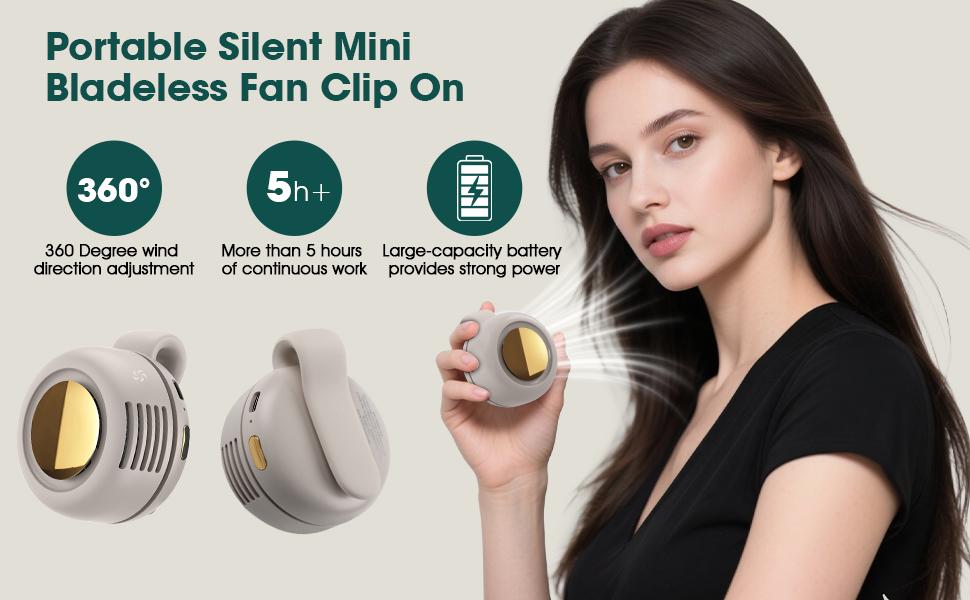 Westdeer Portable Silent Mini Bladeless Electric Fan,Adjustable 3-speed Suspended Waist Fans, Smal!Father's Day Gifts,Perfect Gift