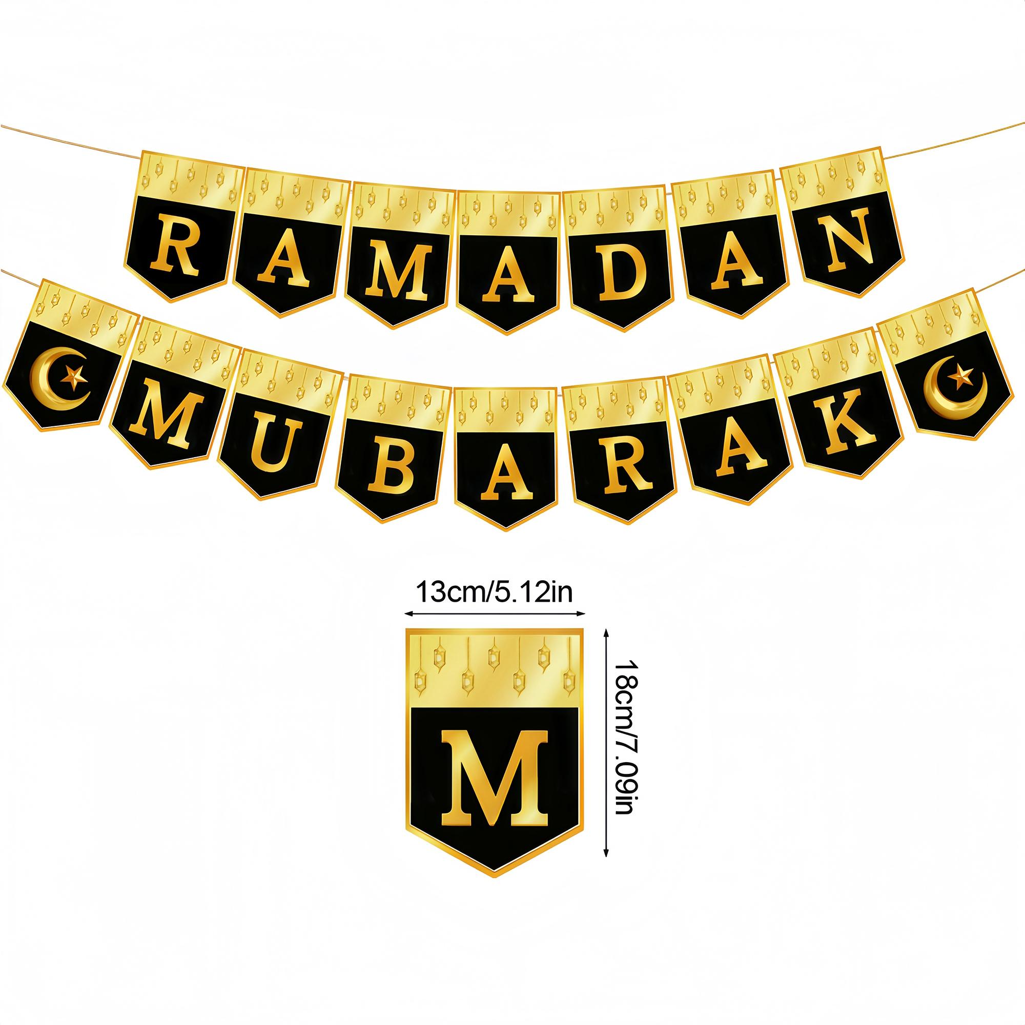 2sets Eid Mubarak Paper Banner Garland 2026 Ramadan Moon Star Hanging flag Home Ornaments Party Decoration Party Decorations Banners
