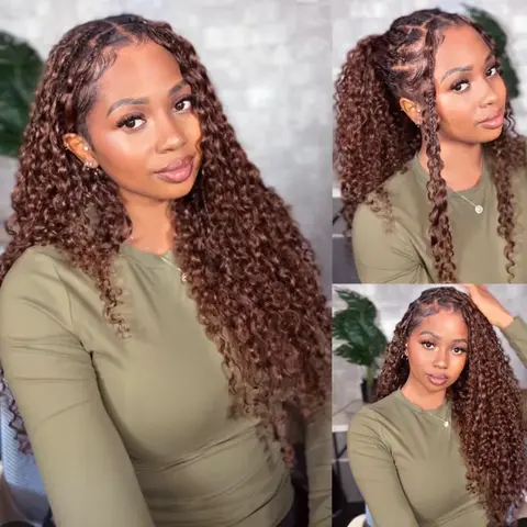 Bling Hair Chocolate Brown Miracle Knots Boho Braids Burmese Curly Machine Made Feather Crochet Human Hair