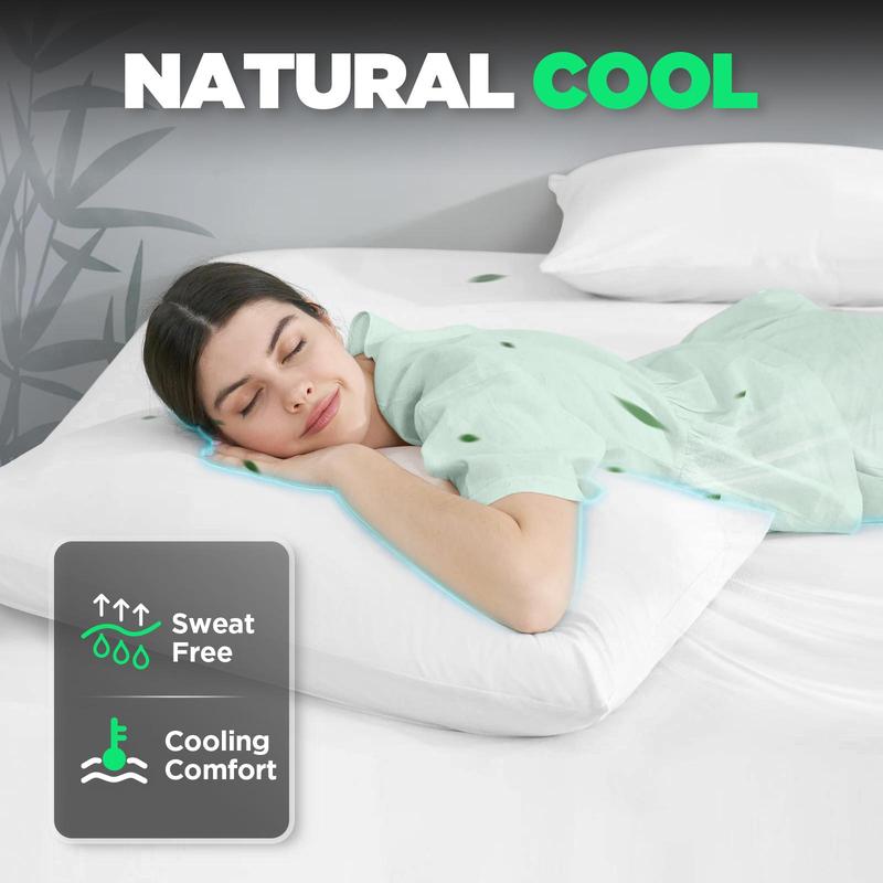 Emircey 3 Piece Bamboo Sheets Set (1 Fitted Sheet + 2 Pillowcases) – Soft, Breathable, Cooling Bedding for Home, and Dorm, Gifts for Him or Her, Black Friday