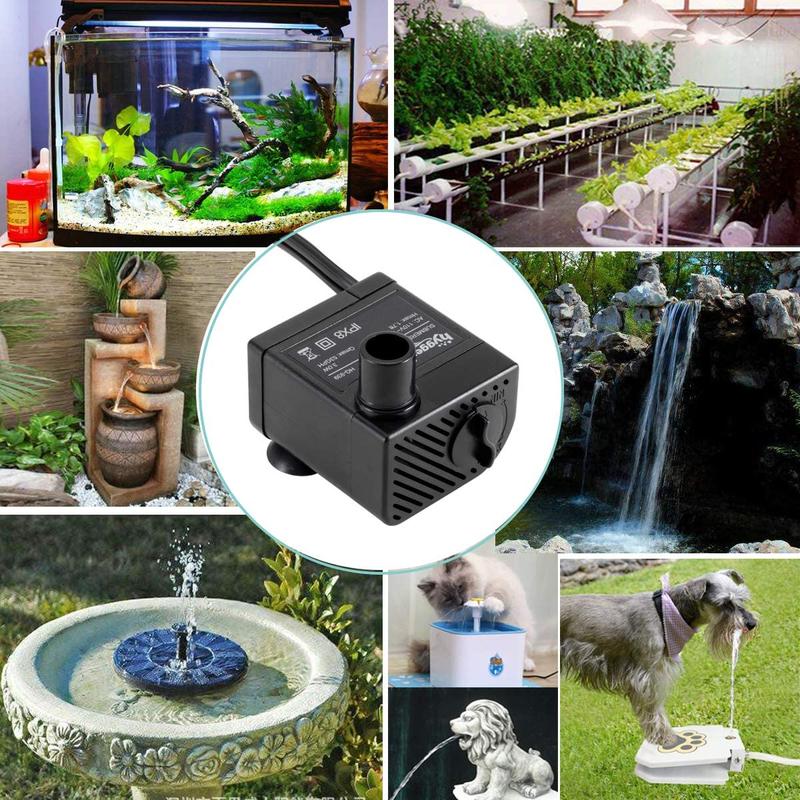 hygger Small Water Pump Ultra Quiet 53GPH (200L/H, 3W) Submersible Mini Water Pump，waterfall filter
