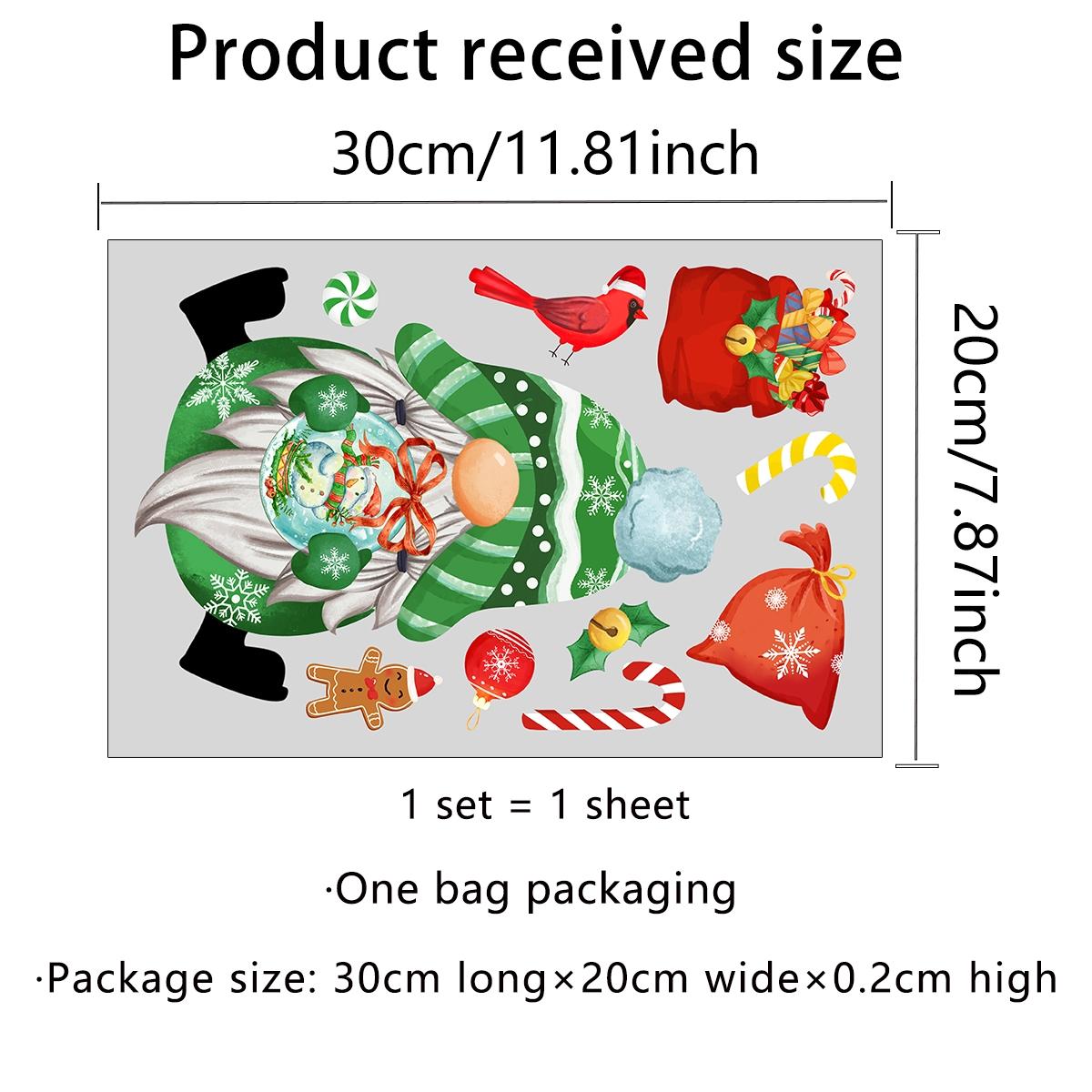 A 2D flat static sticker of a Christmas window decoration - Christmas gnome old man (20*30cm) for holiday decoration background window display (DJ4999B)