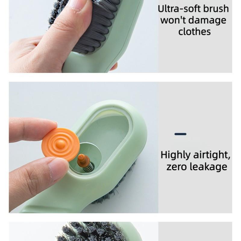 2-Pack Shoe Brush, Household Press-Type Automatic Liquid Additive Laundry Brush, Clothes and Shoes Cleaning Brush, Wholesale, Detachable, Washable