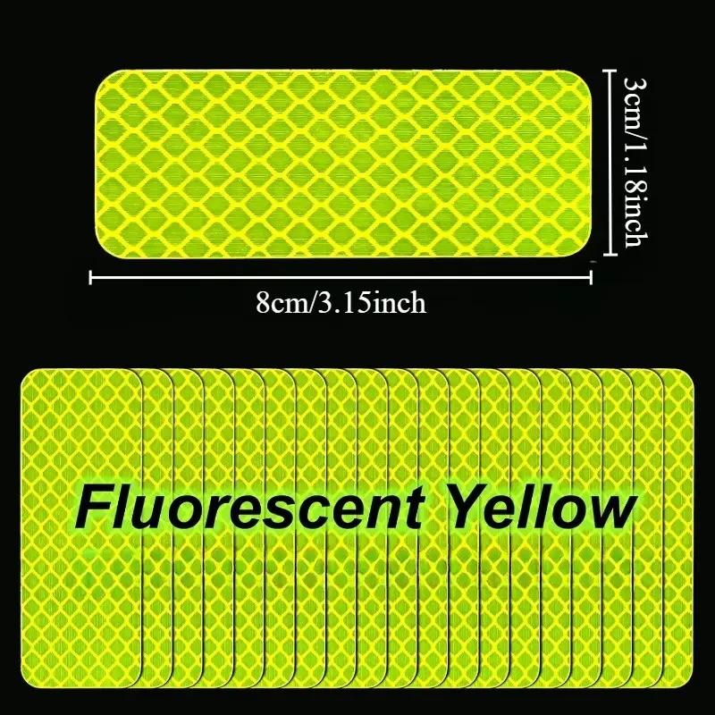 20pcs Ultra-Bright Reflective Safety Stickers, Fluorescent High Visibility Warning Decals, Night Road Safety Equipment