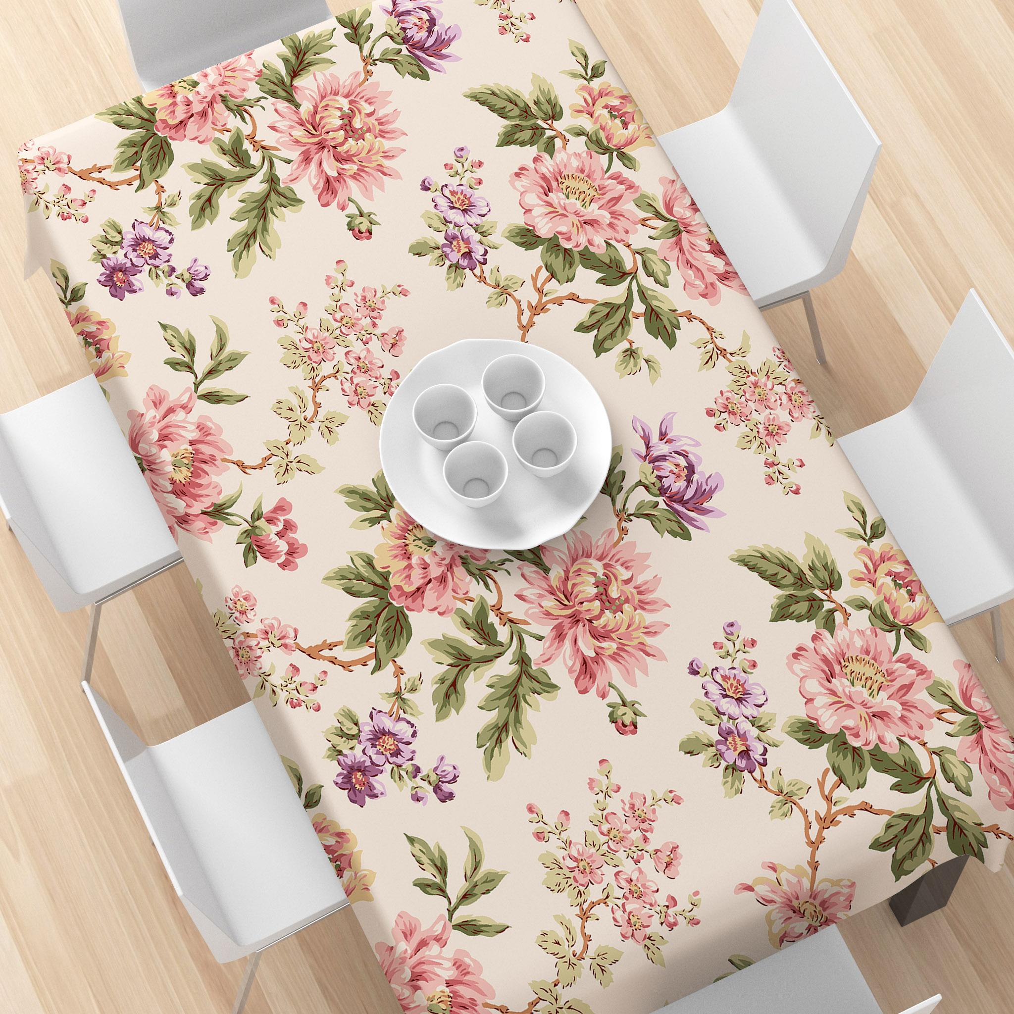 Rectangular Tablecloth Spring Summer Vintage Peony Pattern Washable, Floral Jacquard Fabric, Indoor Outdoor Decor, Home Kitchen Living Room Dining Table Decoration