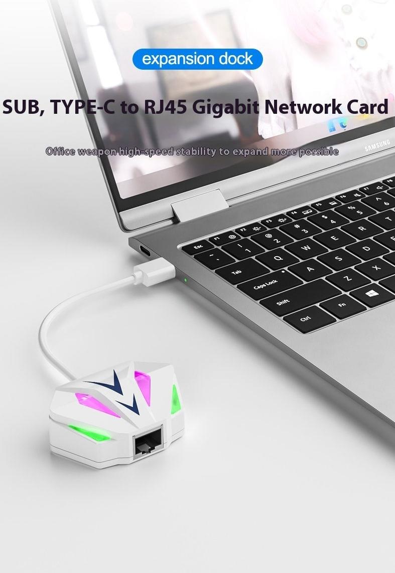 USB/Type-C wired network card to RJ45 network port 100G bandwidth computer external network port expansion converter, high-speed 100 to 1000G wired external RGB external hard drive, free Ethernet card converter