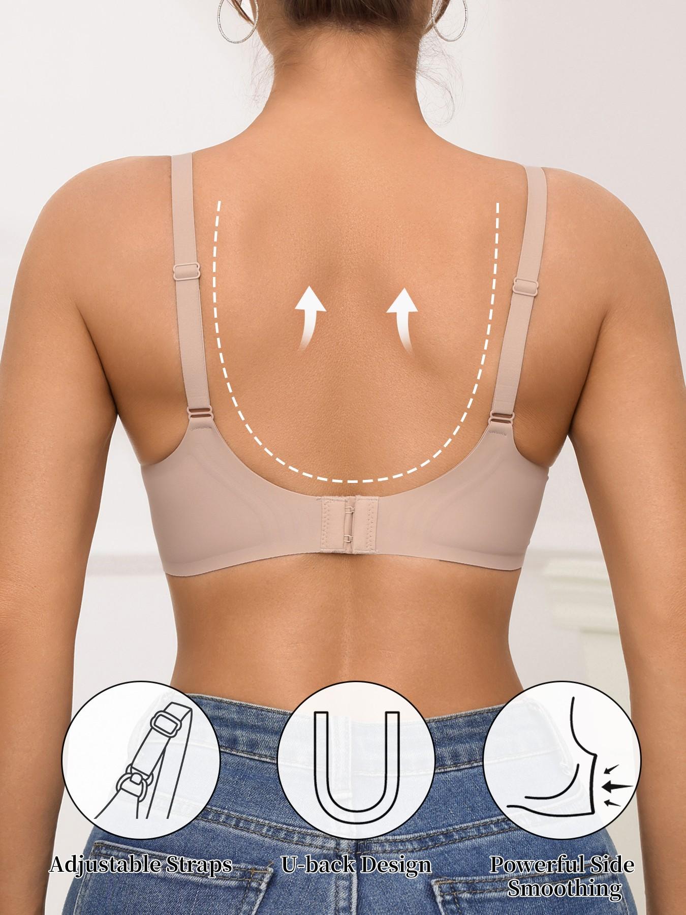 Women's Comfortable Fit Jelly Bra, Adjustable Wide Straps Medium Support Push-Up Bra for Everyday Wear, Elegant Plain Underwear