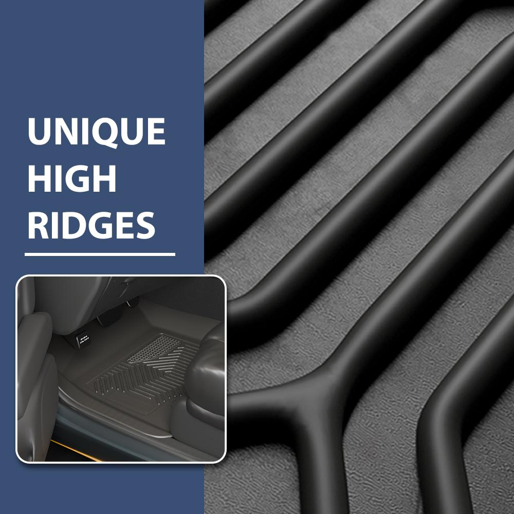 CROSSDESIGN All Weather TPE Floor Mats Waterproof Liners Fit For 2017 - 2022 Honda CR-V&CR-V Hybrid Front&2nd Row Liner Black, 3 Pc