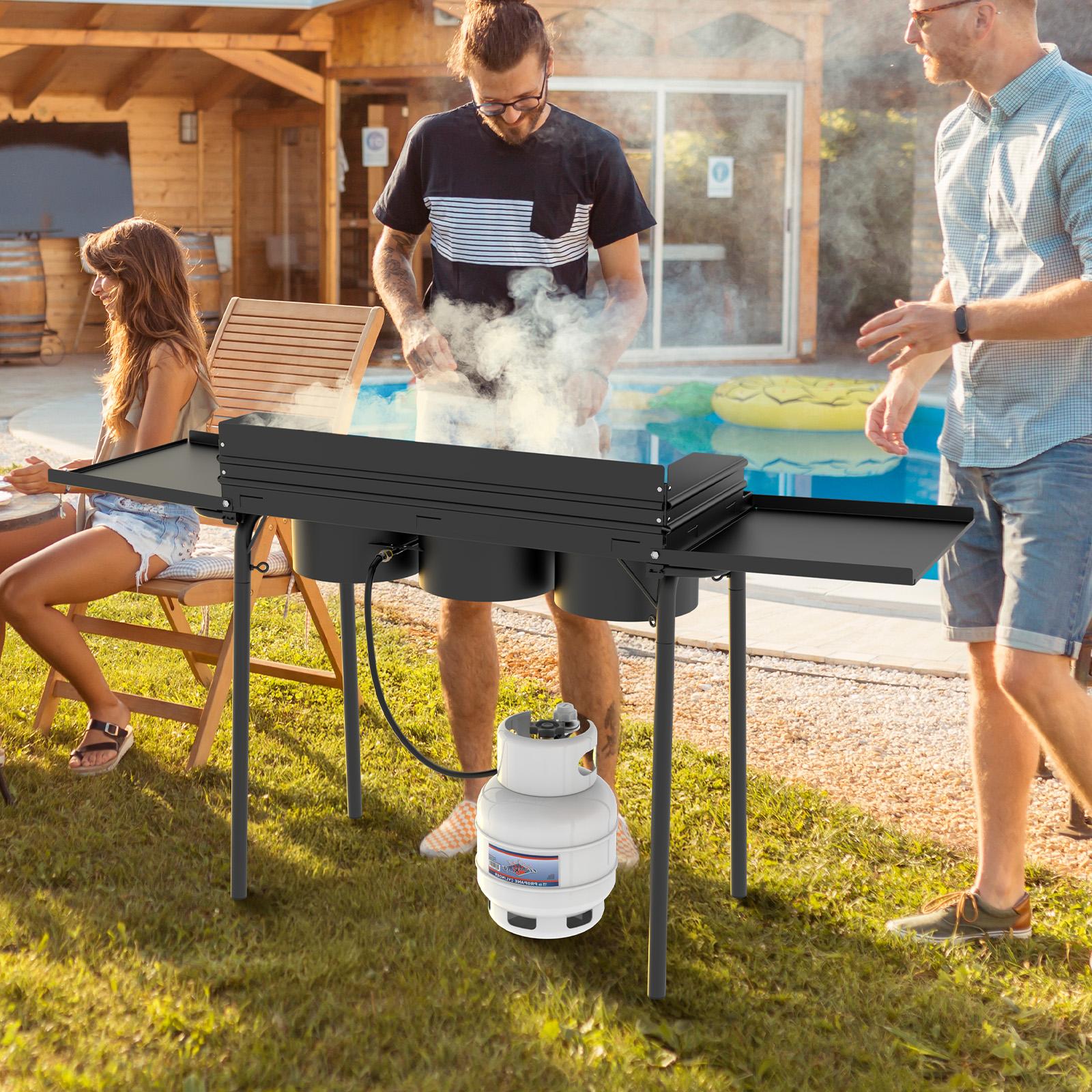 ROVSUN 2/3 Burner Propane Gas Stove with Side Shelf & Carrying Bag, 150,000/225,000BTU Outdoor Burner with Wind Panel & CSA Listed Regulator, Picnic Cooker for Home Patio Cooking Camping Brewing Turkey Frying SpringStatements